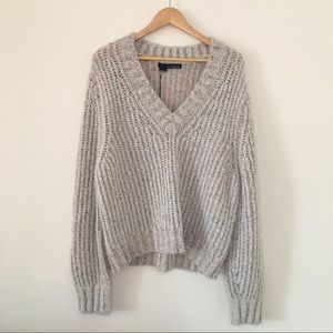 NWT 360 Sweater V-Neck Oatmeal Speckle Size Large